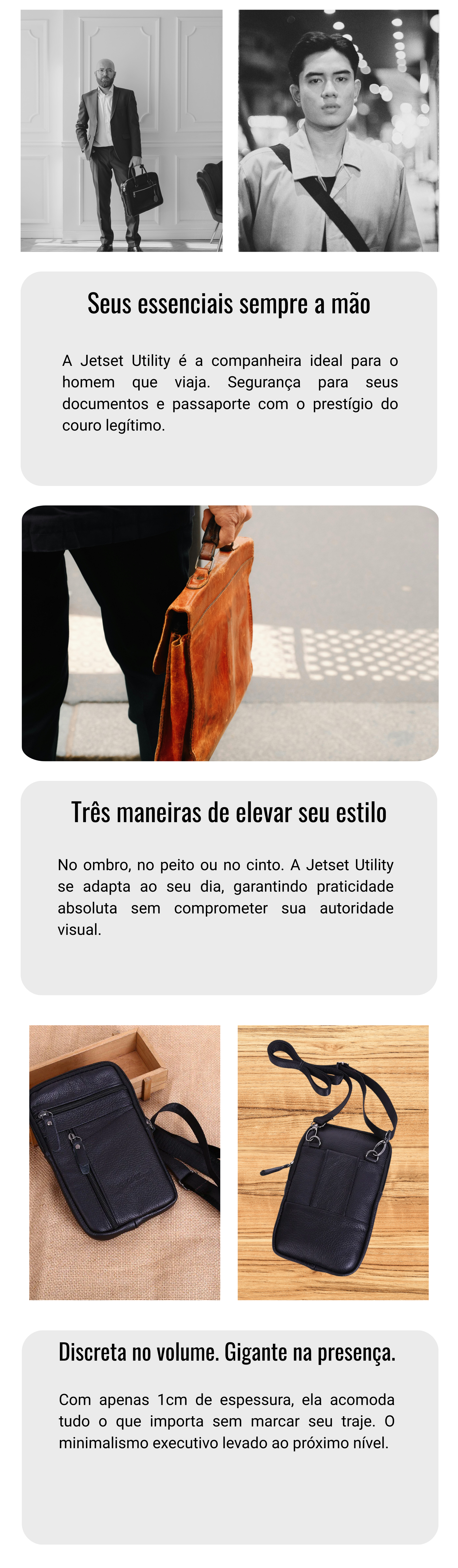 Bolsa Executiva Jetset Utility - Couro Legítimo Ultra-Slim